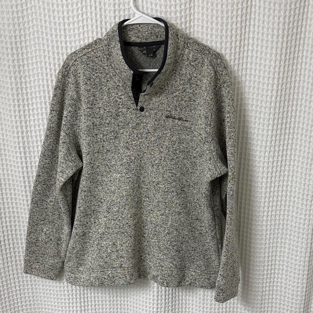 Eddie Bauer Men's Radiator Fleece Snap Mock Gray Pullover XL
